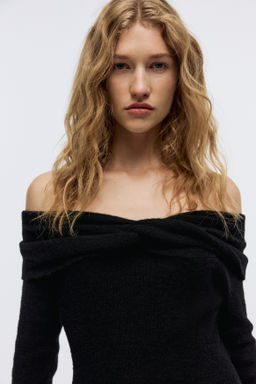 Vestido off-the-shoulder en punto fino - H&m фото 4