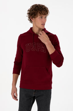 Erkek Regular Fit Kap__onlu Bordo Basic Sweatshirt Sepette S_rpriz _ndirim