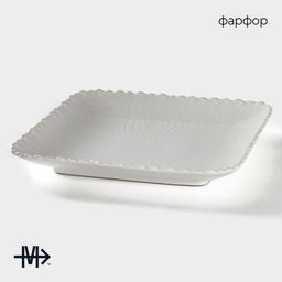 Тарелка Magistro «Цветок Бланш», 30×30 см, квадратная, фарфор, белая