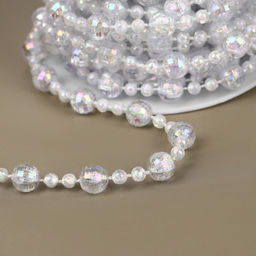 Бусы на нитях, с голографией, 8 мм, 9±1 м, прозрачные