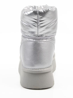 04-WA003-2M GREY/SILVER Ботинки зимние женские (натуральная кожа, курточная ткань, 100% шерсть)