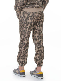 869-3 BEIGE/LEOPARD Костюм спортивный зимний женский (95% хлопок, 5% полиэстер)
