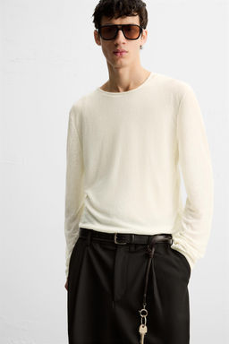 SEMI-SHEER TEXTURED T-SHIRT - Zara фото 5