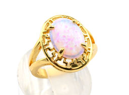 Кольцо позолоченное "Греческое" с японским опалом, размер 18