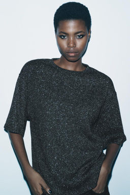 METALLIC THREAD SHORT SLEEVE TOP - Zara фото 4