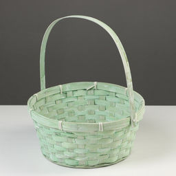 Корзина плетёная для хранения, 26×26×12 см, ручка h=18 см, бамбук, зелёная