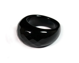 Кольцо крупное из агата черного с гранями