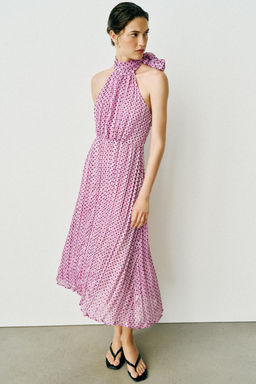 VESTIDO MIDI LUNARES LAZO / Rosa / Lila