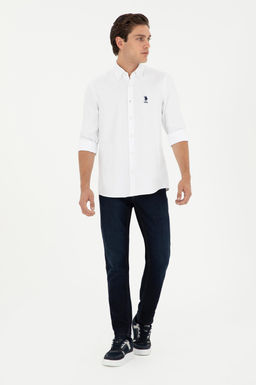 Мужская белая базовая рубашка с длинным рукавом - U.s. polo assn фото 4