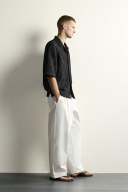 CAMISA RELAXED FIT ESTRUCTURA CALADA / Negro - Zara фото 4