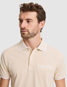 Bej Slim Fit %100 Pamuk D__meli Polo Yaka Ti__rt