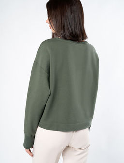 Свитшот из футера с эластаном, с декоративной вставкой