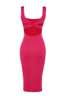 Pembe Vucuda Oturan Triko S?k Abiye Elbise TPRSS23EL00368 - Trendyolmilla фото 8