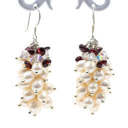 Серьги из жемчуга Грозди, цв.ассорти Радуга камня  фото 3