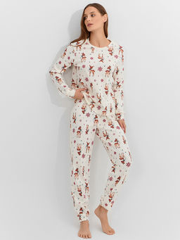 Комплект женский домашний бежевый с принтом оленей - Mark formelle фото 8