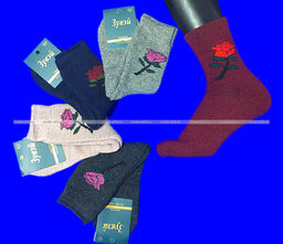 Цена за 12 пар. Зувей носки женские ангора внутри махра Роза