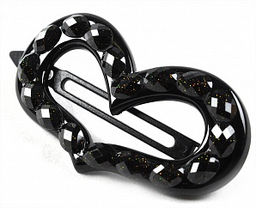 Заколка Сердце PR0908 черн с блеском