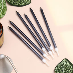 Свечи в торт Ройс, 6 шт, высокие, 12,5 см, графит металлик - Страна карнавалия фото 4