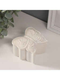Шкатулка для украшений Бабочка фигурная, керамика, белый перламутр, 7.3?7.3?4.5 см