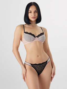 Цена за 2 штуки! Трусы бразилиана женские черные кружевные