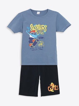 Bisiklet Yaka Erkek ?ocuk ?ortlu Pijama Tak?m?