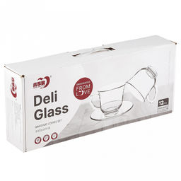 Чашка стеклянная Цинния 250мл, д9см, h7,8см, с блюдцем д13,8см, h1,8см, набор 6пар, в коробке, Дели Гласс (Deli Glass) (Китай) - Домашняя мода фото 5