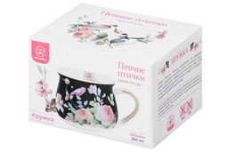 Кружка 250 мл 11,5*8,5*7 см Певчие птички на черном бочонок NEW BONE CHINA - Elan gallery фото 12