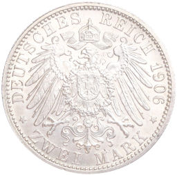 Монета 2 марки 1906 года Германия (Баден) 50 лет свадьбе Фридриха I и Луизы Прусской