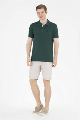 Мужская темно-зеленая футболка с воротником поло Basic - U.s. polo assn фото 11