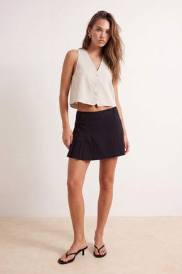 TRENDYOLMILLA Siyah Pile Detayl? Mini Y?rtmacl? Mini Boy Dokuma Etek TWOAW26ET00000 фото 13