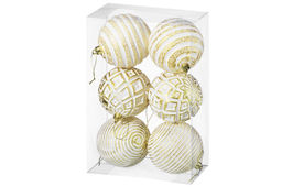 Набор 6 новогодних шаров 9,5*9,5 см Золотой винтаж шампань с эффектом старины - Elan gallery фото 13
