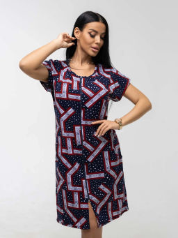 Халат женский, цвет синий красный