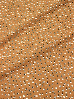 Теплый хлопок Мелкие белые листочки цв.коричневая охра, ш.1.5м, хлопок-100%, 150гр/м.кв