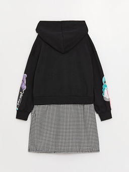 Kap??onlu K-Pop Bask?l? Uzun Kollu K?z ?ocuk Elbise