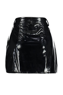 TRENDYOLMILLA Siyah Parlak Suni Deri Mini Dokuma Etek TWOAW24ET00176 фото 9