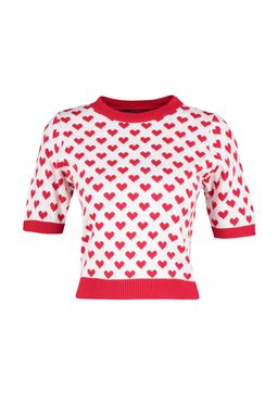K?rm?z? Bisiklet Yaka Kalp Desenli Ince Triko Bluz TWOSS21KZ0008 - Trendyolmilla фото 7