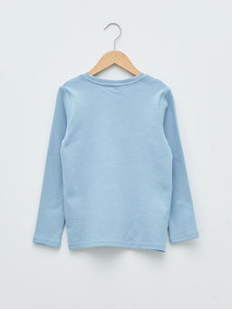 Bisiklet Yaka Bask?l? Uzun Kollu Pamuklu Erkek ?ocuk Ti??rt - Waikiki фото 2