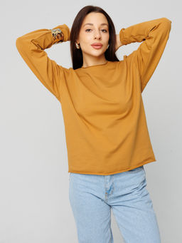 Женский лонгслив из футера 2-х нитки горчичный ВК-25 (58)