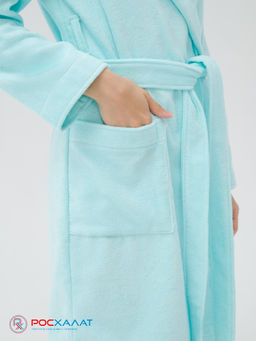 Махровый женский укороченный халат с капюшоном Морская волна МЗ-01 (58)