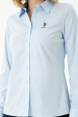 Женская голубая базовая рубашка с длинным рукавом - U.s. polo assn фото 17
