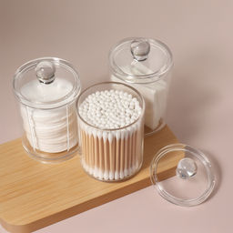 Органайзер для ватных палочек и дисков, с крышкой, 3 секции, 29×7×7 см, прозрачный