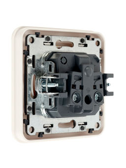 Розетка одноместная, серия Circular, 10 А, скрытый монтаж, без заземления, белая