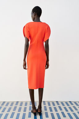 VESTIDO MIDI VOLUMEN / Naranja - Zara фото 5