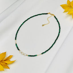Колье из Малахита и Жемчуга 38 см +