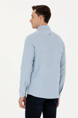 Мужская голубая базовая рубашка с длинным рукавом - U.s. polo assn фото 5