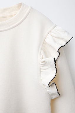 SWEATSHIRT WITH RUFFLES AND TOPSTITCHING - Zara фото 3