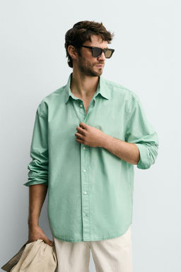 CAMISA LAVADA REGULAR FIT / verde lavado