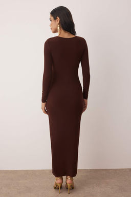 TRENDYOLMILLA K?rm?z? Cut Out/Pencere Detayl? Orme S?k Abiye Elbise TPRAW25EL00022 фото 4