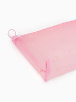 Косметичка дор Сердца, сетка 17*6,5*13,5, отд на молнии, розовый