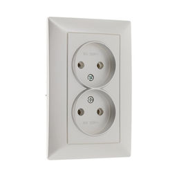 Розетка Luazon Lighting «Антей», 10 А, скрытая, IP20, двухместная, без заземления, серебристая